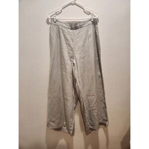 FLAX Linen Wide Leg Pull On Pants M NWOT Made Lithuania Elastic Waist